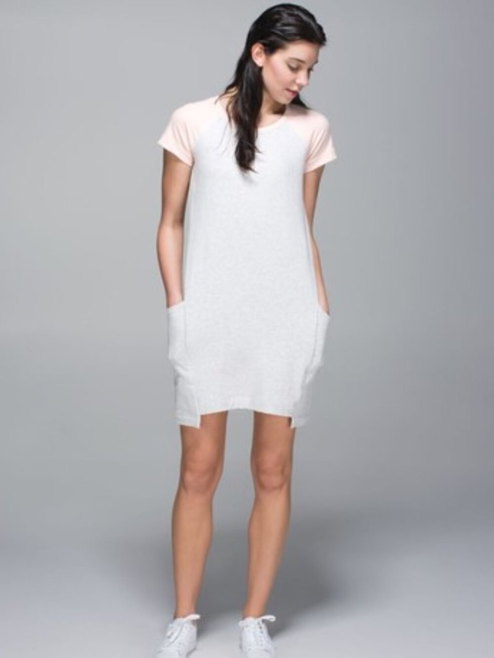 Lululemon Athletica Cut Above Dress in Heathered White/ Butter Pink - Size 8